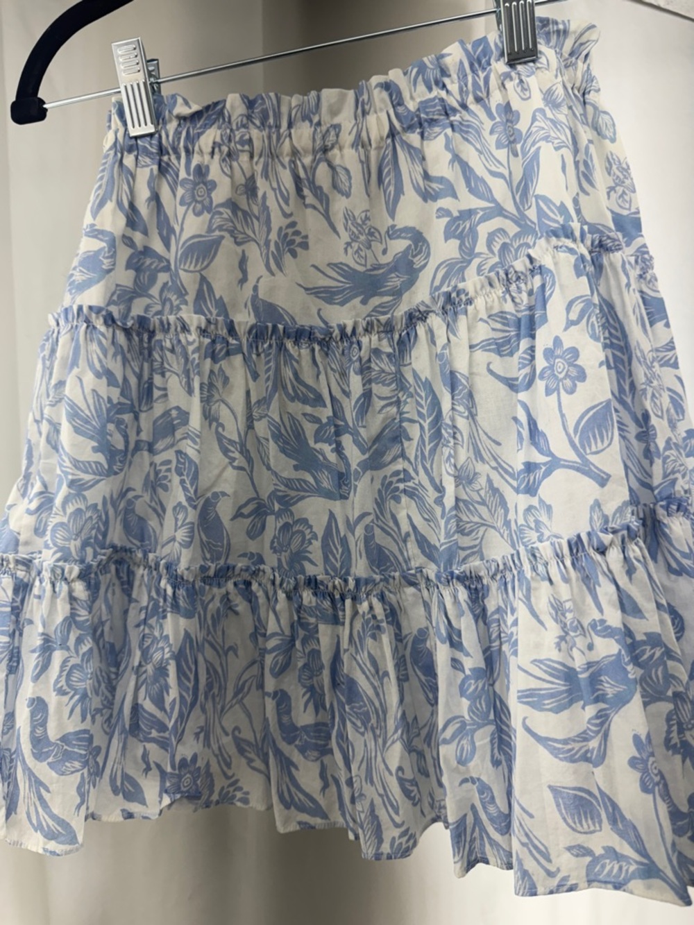 Blue Floral Tiered Button Mini Skirt - Picture 7 of 7